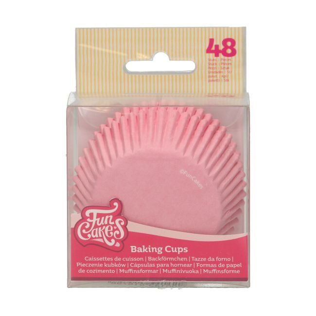 Doos FunCakes baking cups roze met kijkvenster, 48 stuks