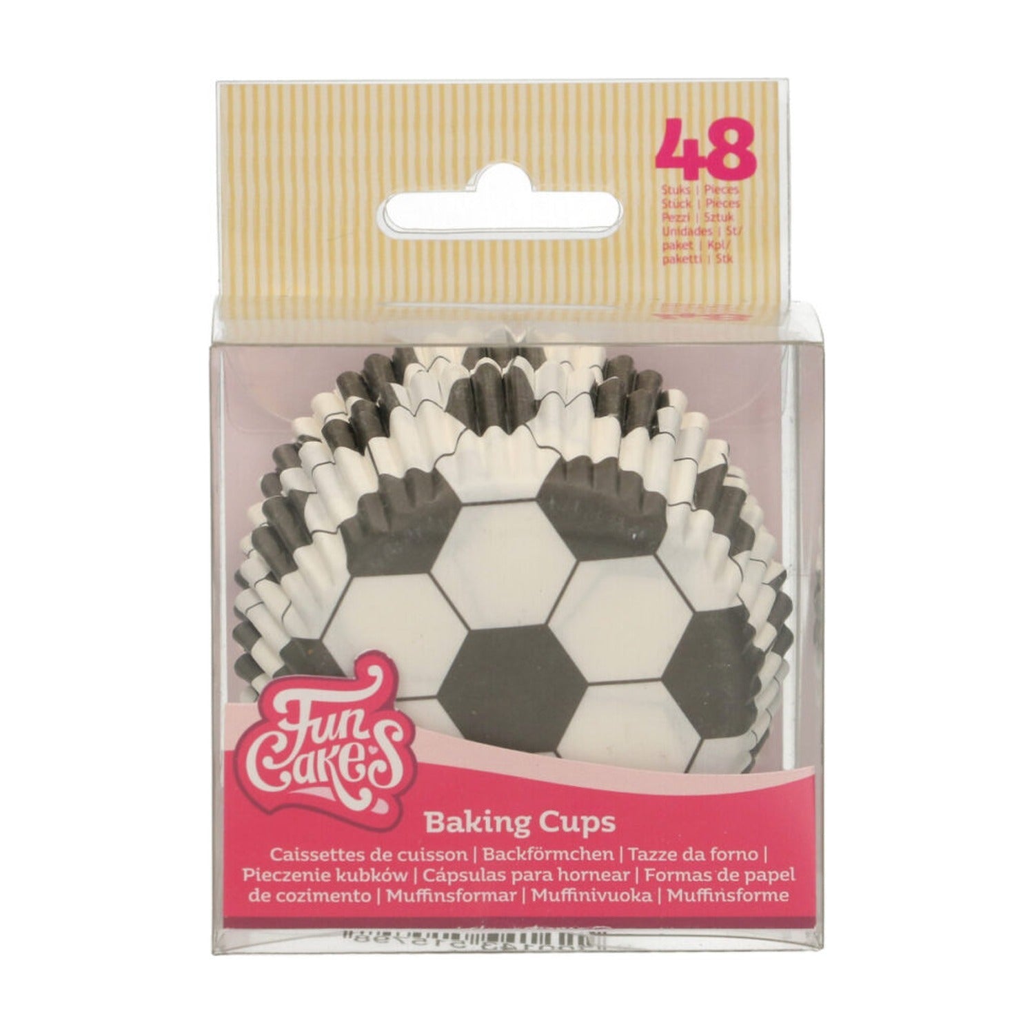 FunCakes Baking Cups Voetbal - 48 stuks op witte achtergrond