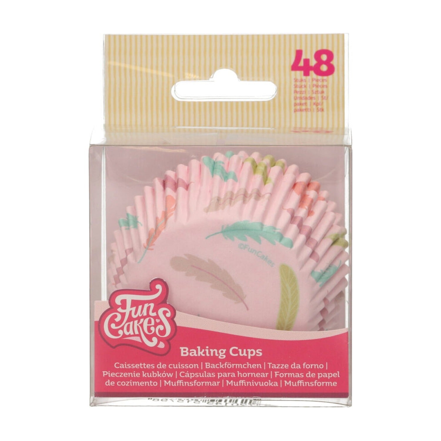 FunCakes Baking Cups Pastel Feathers - 48 stuks op witte achtergrond