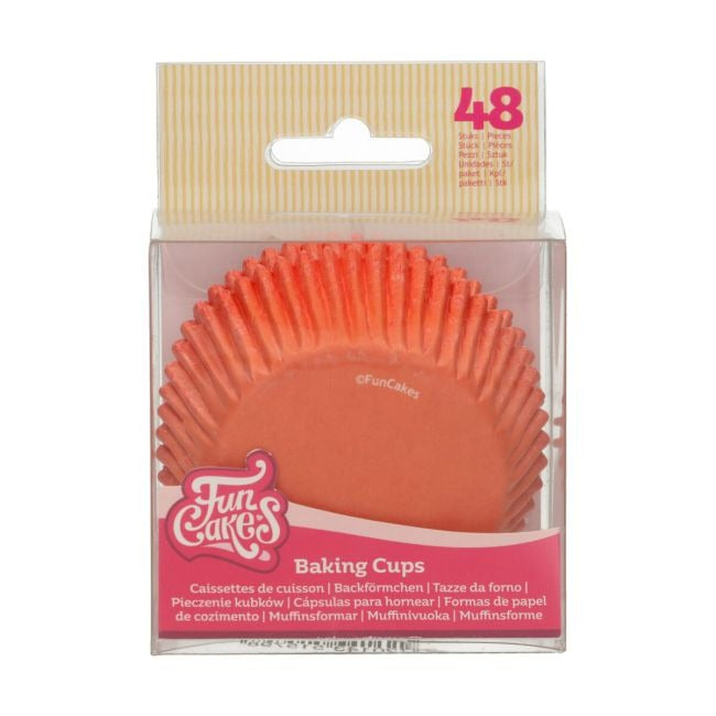 Doos FunCakes baking cups oranje met kijkvenster, 48 stuks