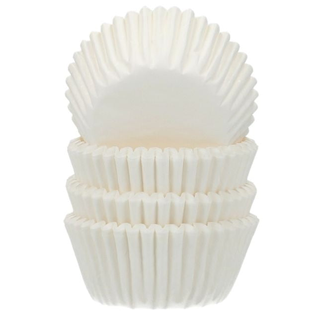 Gestapelde witte baking cups