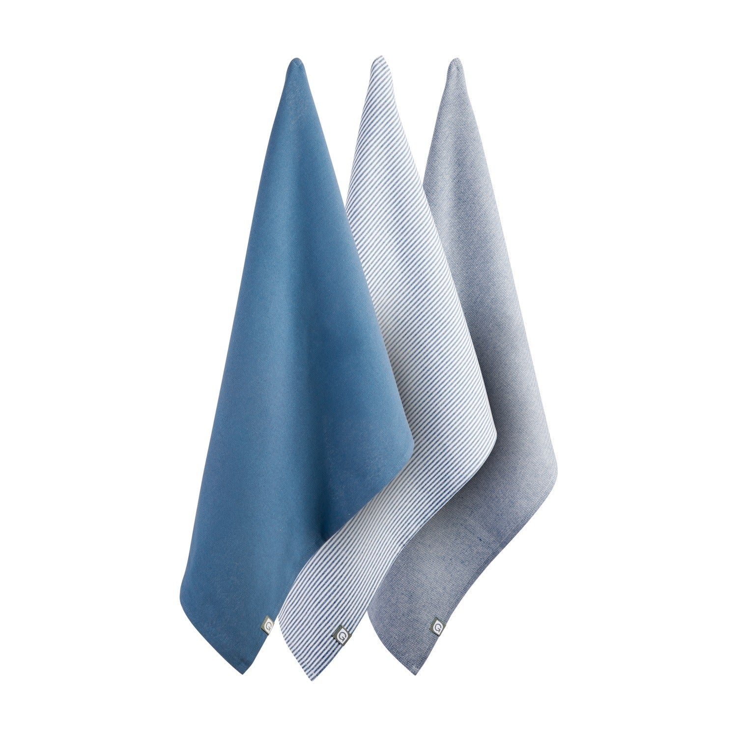 Gruun Theedoeken Set van 3 - Blauw op witte achtergrond