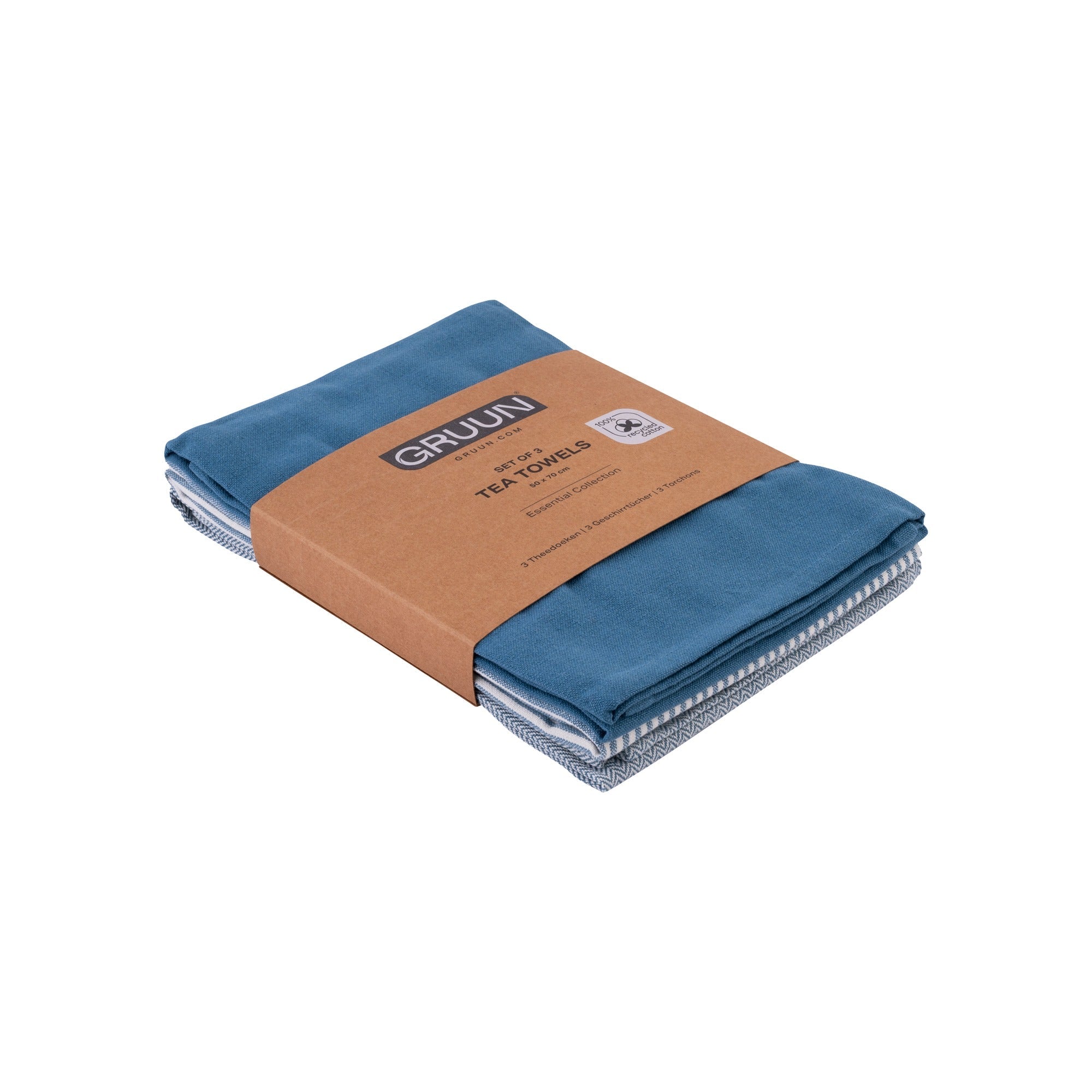 Gruun Theedoeken Set van 3 - Blauw