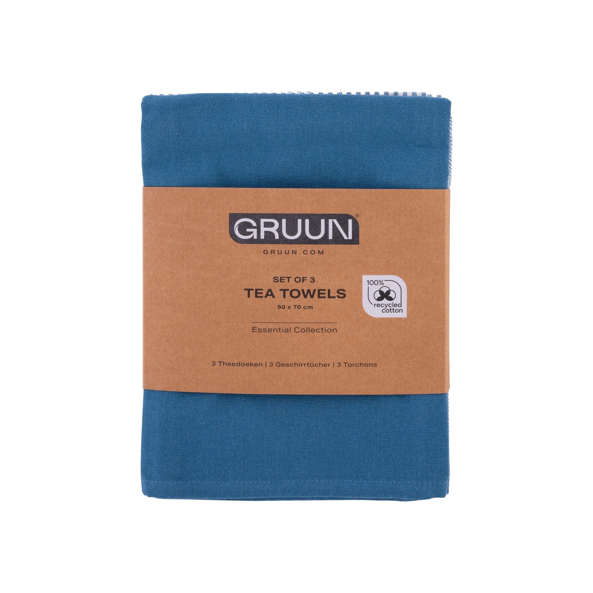 Gruun Theedoeken Set van 3 - Blauw