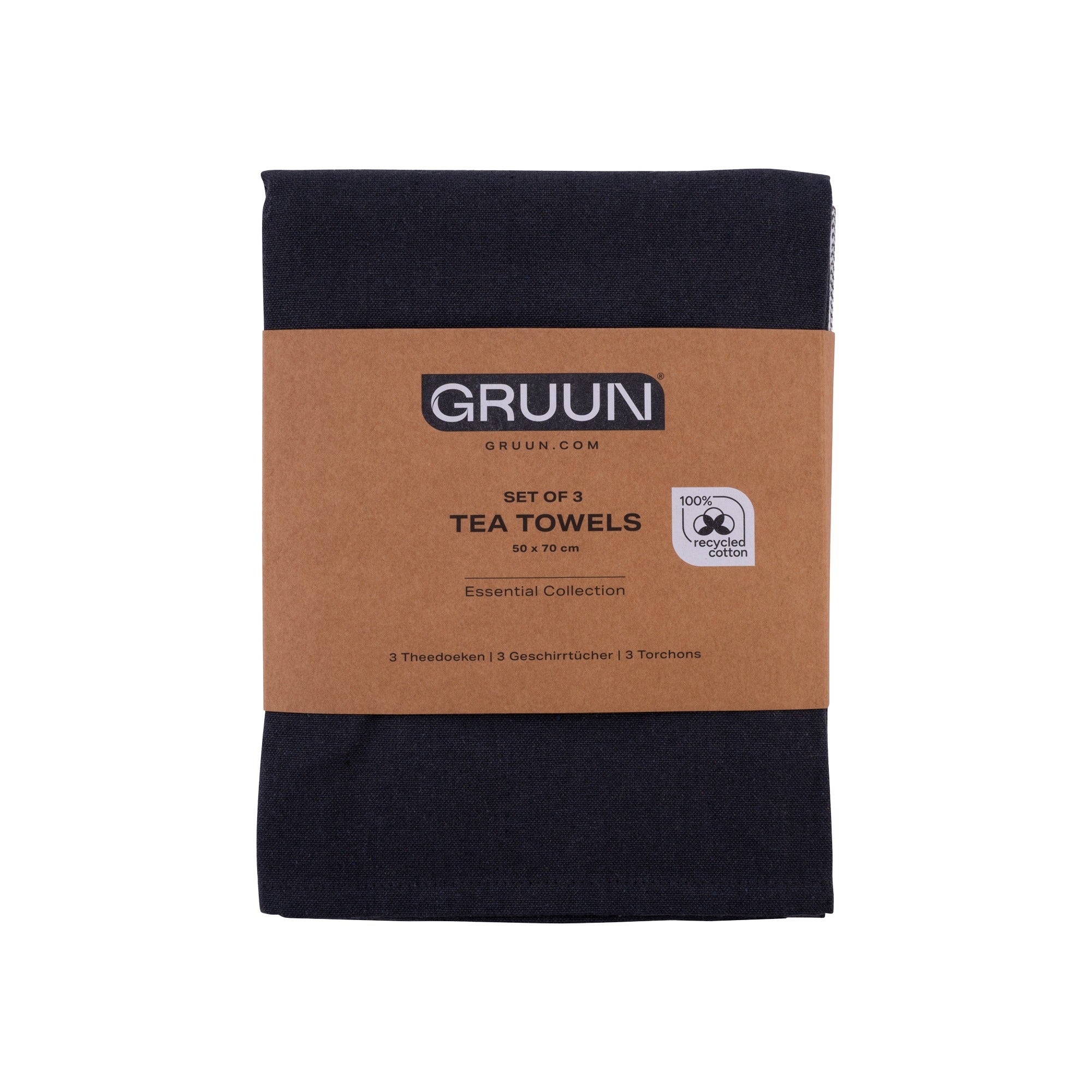 Gruun Theedoeken Set van 3 - Zwart