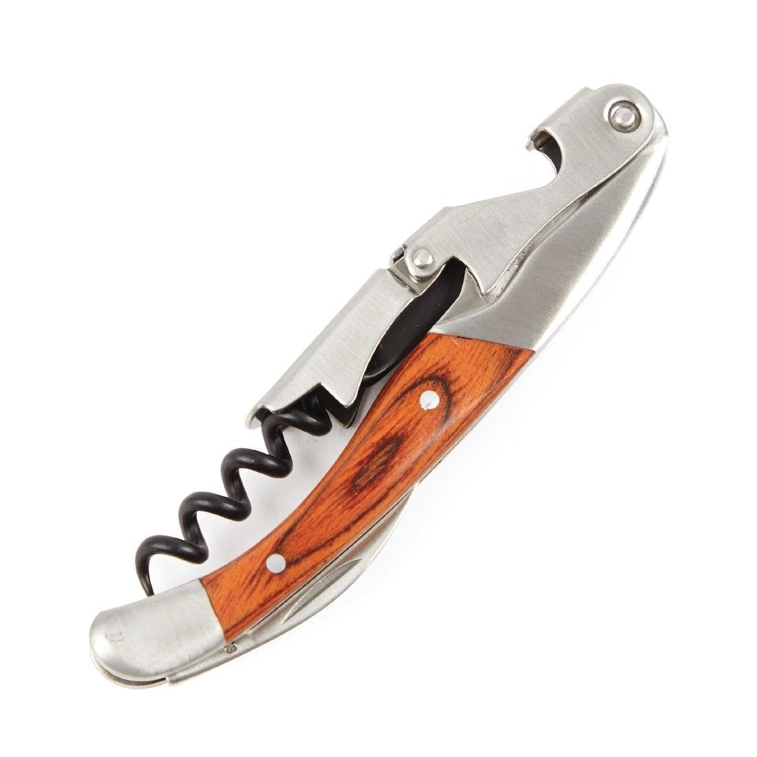 Grunwerg Twin Pull Kelnersmes Hout op witte achtergrond