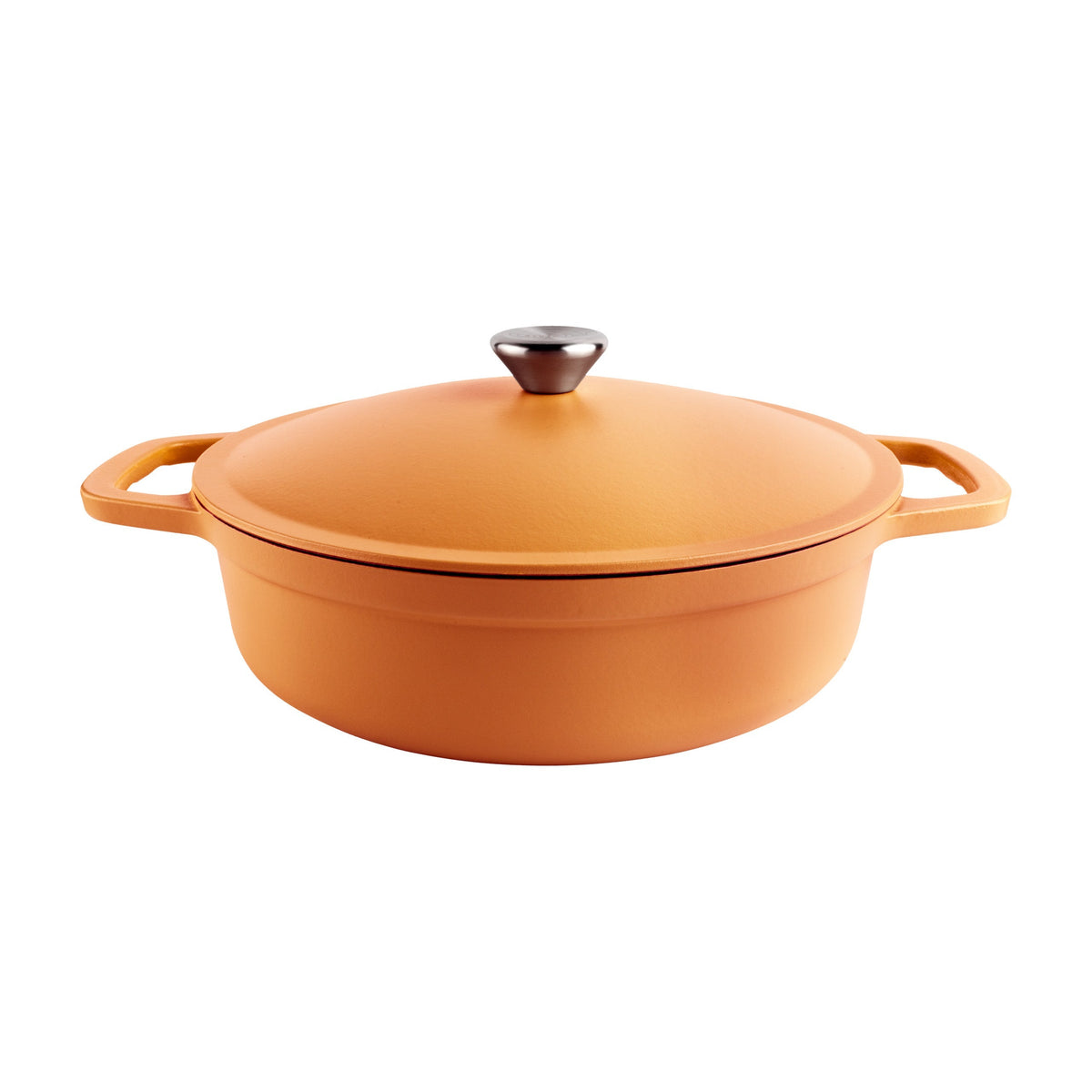 Grunwerg Commichef Lage Braadpan Gietijzer Terracotta Orange - 28 cm op witte achtergrond