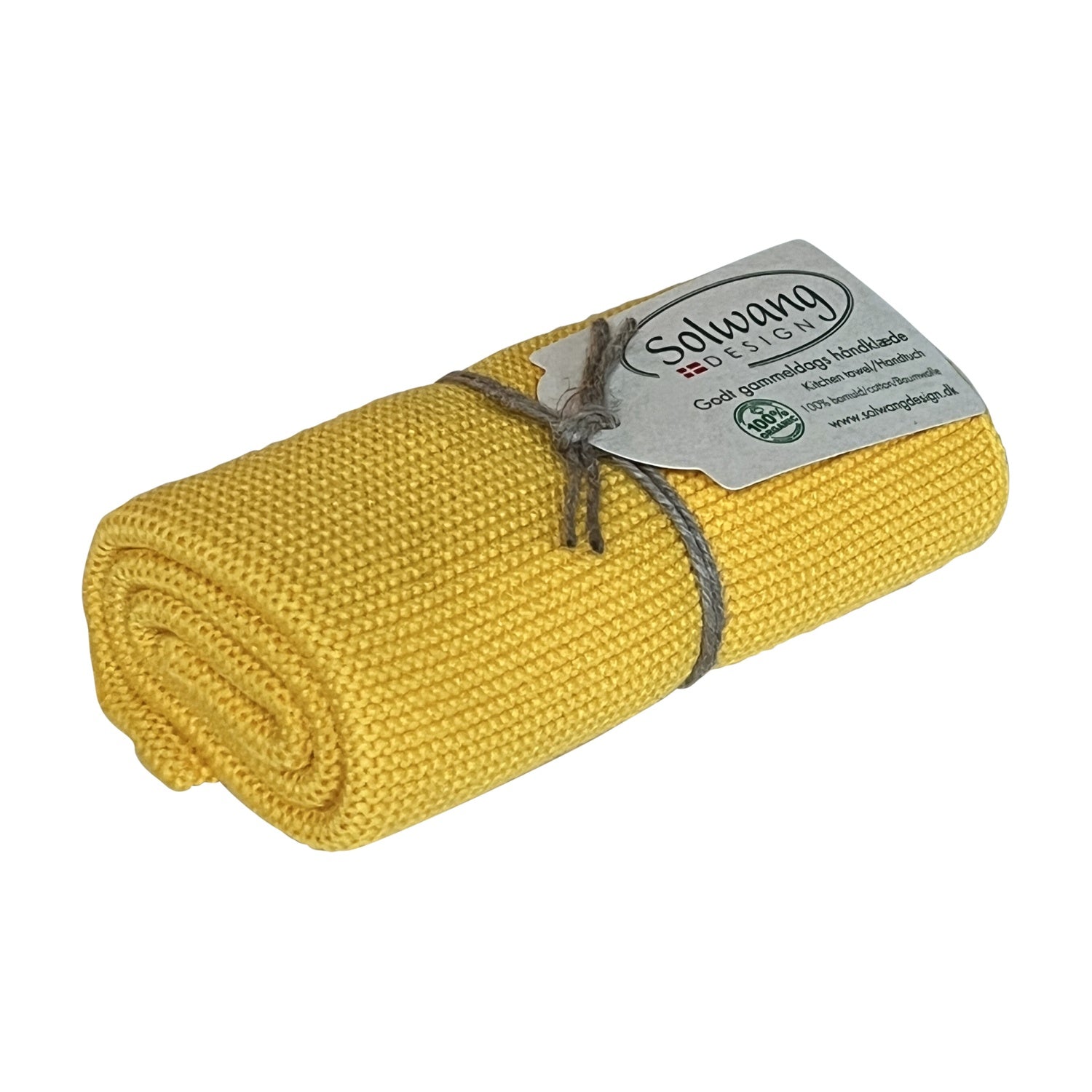Solwang Design Keukendoek - Donkergeel op witte achtergrond