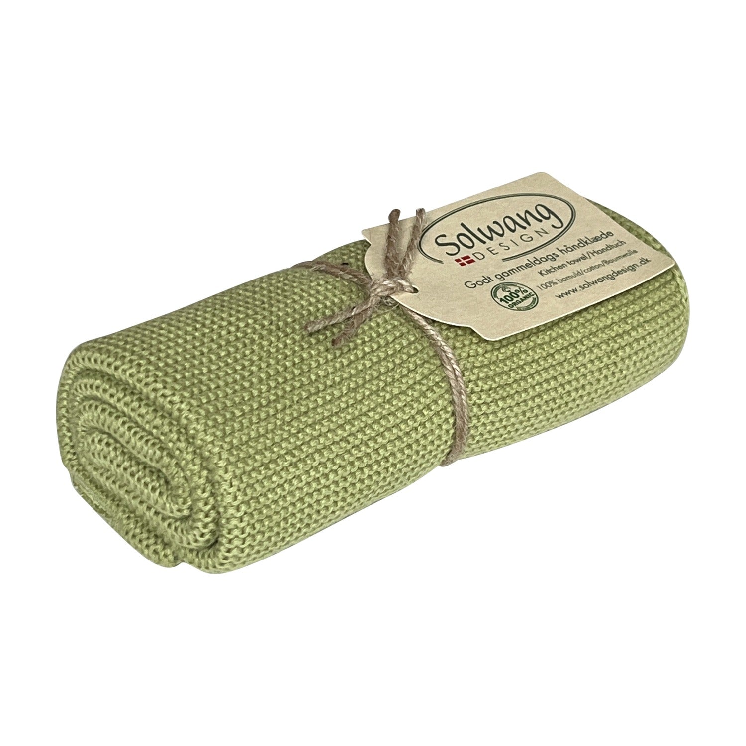 Solwang Design Keukendoek - Mos Groen op witte achtergrond