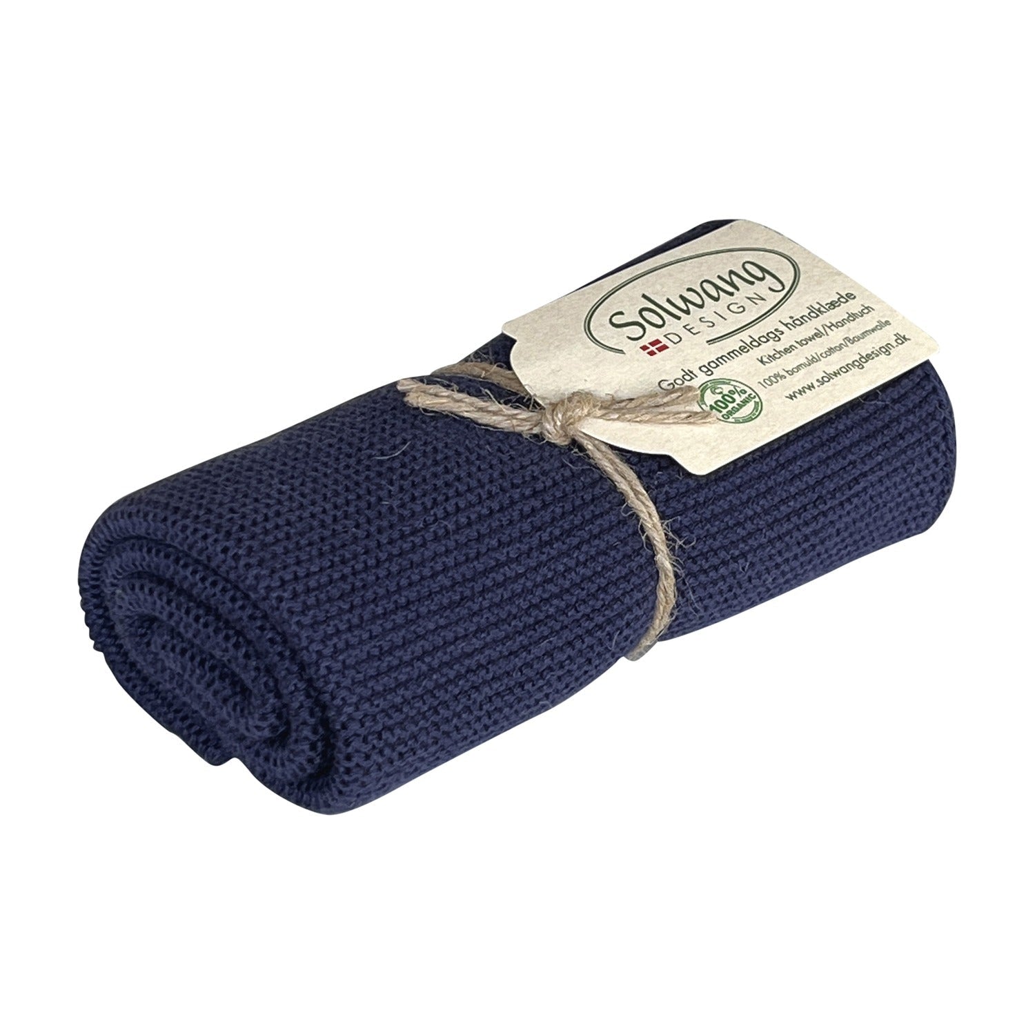 Solwang Design Keukendoek - Dusty Donkerblauw op witte achtergrond