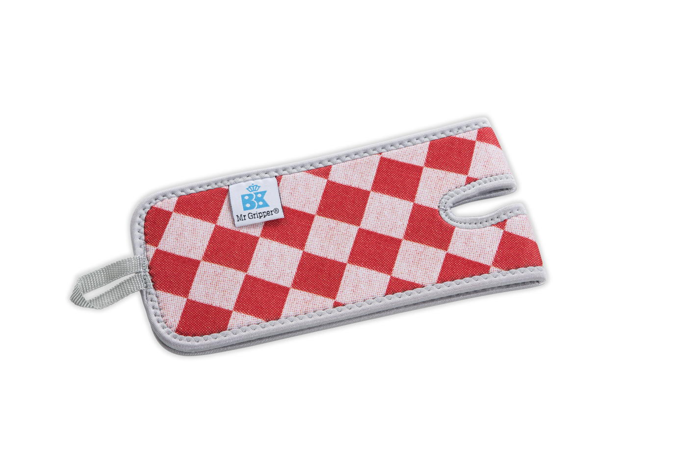 Rood-wit geruite BK Mr. Gripper afgiethulp met BK-label op de stof
