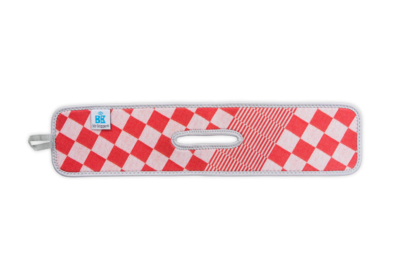 Rood-wit geruite BK Mr. Gripper afgiethulp met langwerpige handgreep in het midden