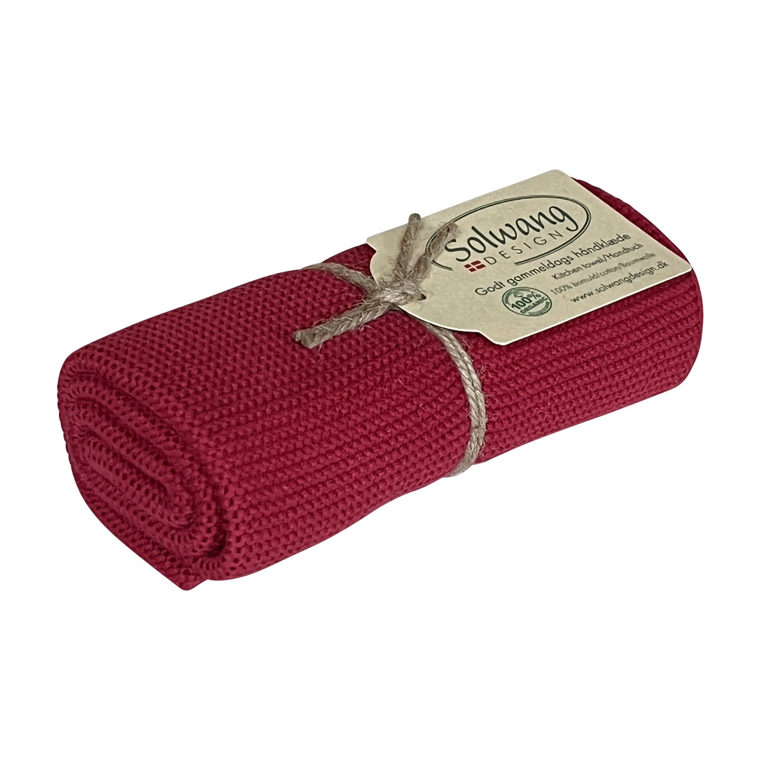 Solwang Design Keukendoek - Donker Bordeaux op witte achtergrond