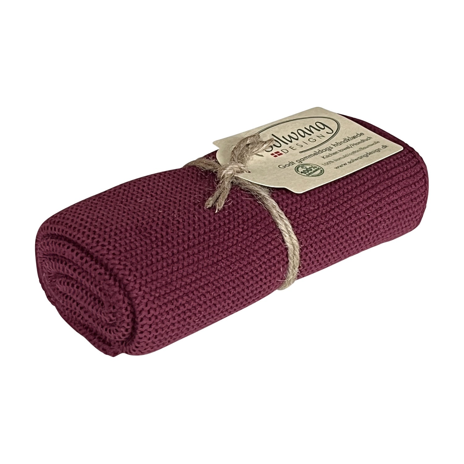 Solwang Design Keukendoek - Donker Bordeaux Streep op witte achtergrond