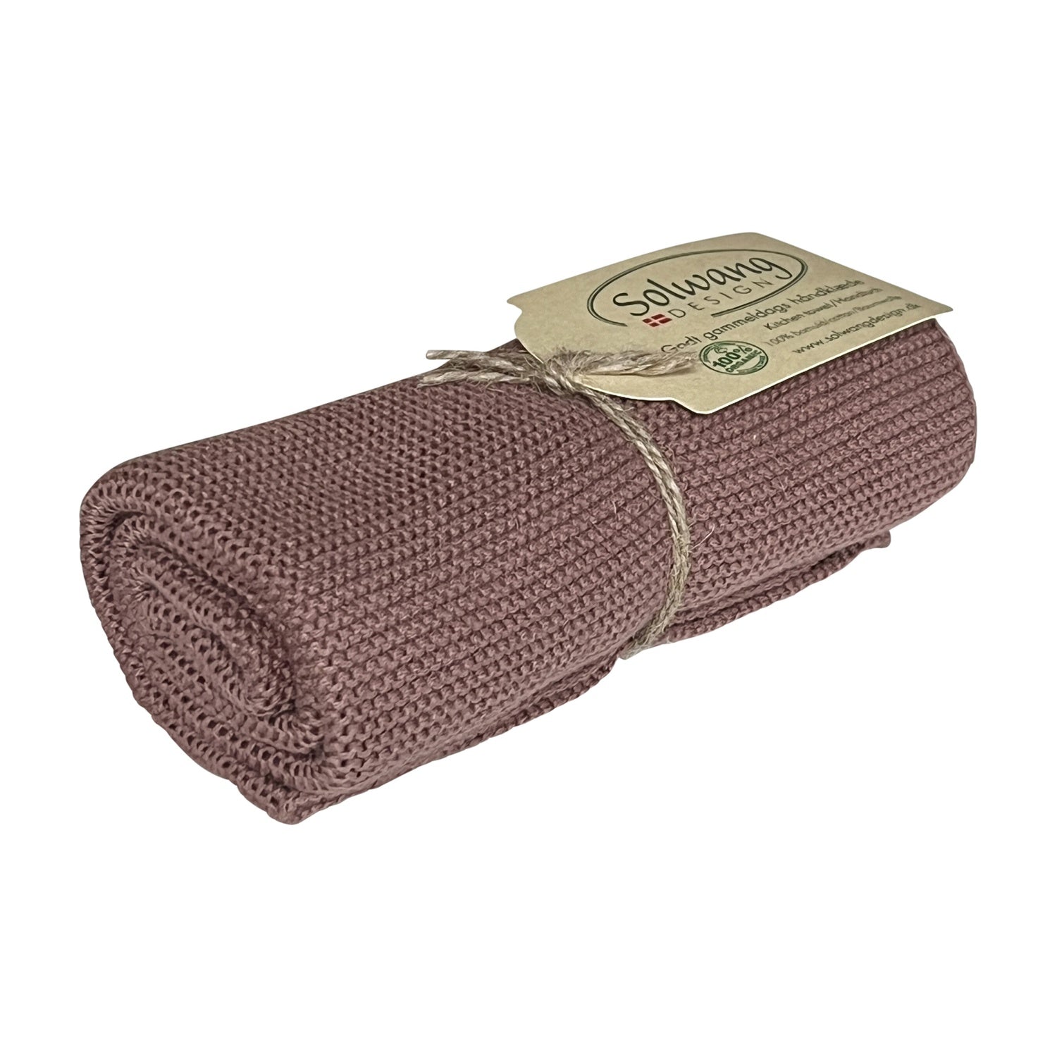 Solwang Design Keukendoek - Chocoladebruin op witte achtergrond