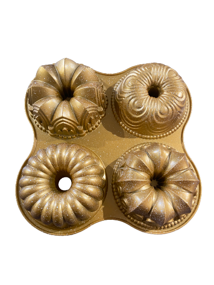 Woerdman Bakvorm Gietaluminium Kleine Tulband 4-delig - 14 cm op witte achtergrond