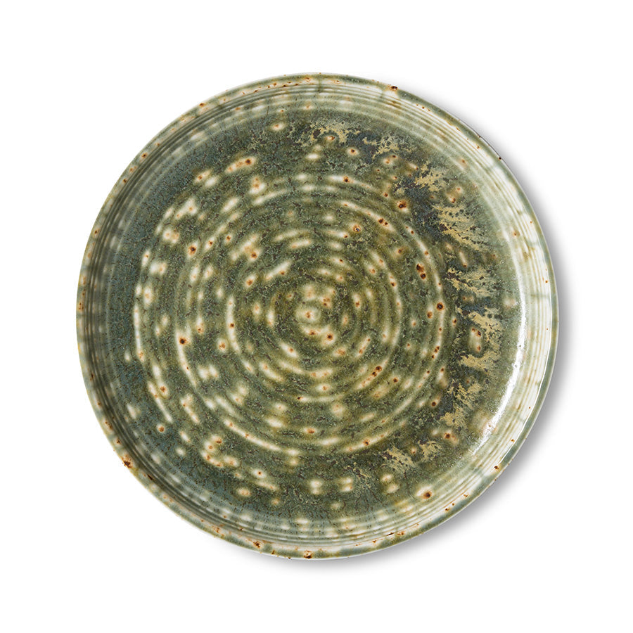 HKLiving Chefs Ceramics Ontbijtbord Rustic Green van bovenaf