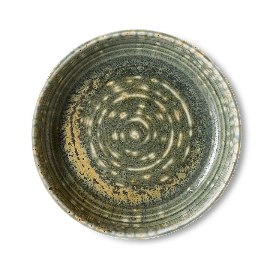 HKLiving Chefs Ceramics Diep bord Rustic Green van bovenaf