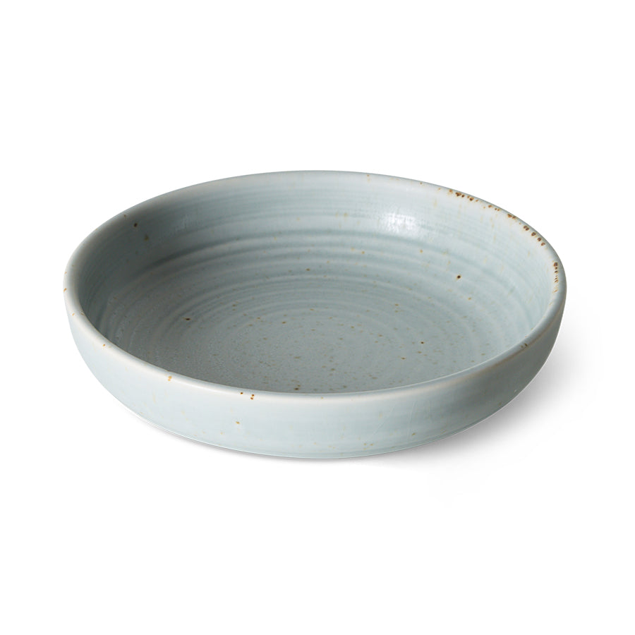 HKLiving Chefs Ceramics Diep bord Soft Blue, zijaanzicht met diepte zichtbaar