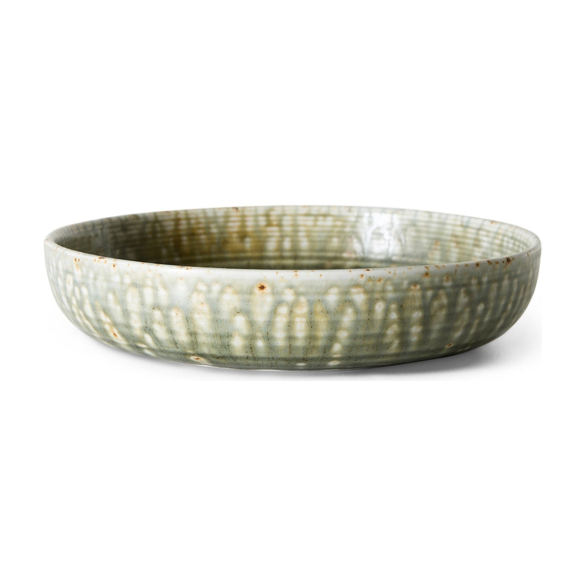 HKLiving Chefs Ceramics Diep bord L - Rustic Green op witte achtergrond