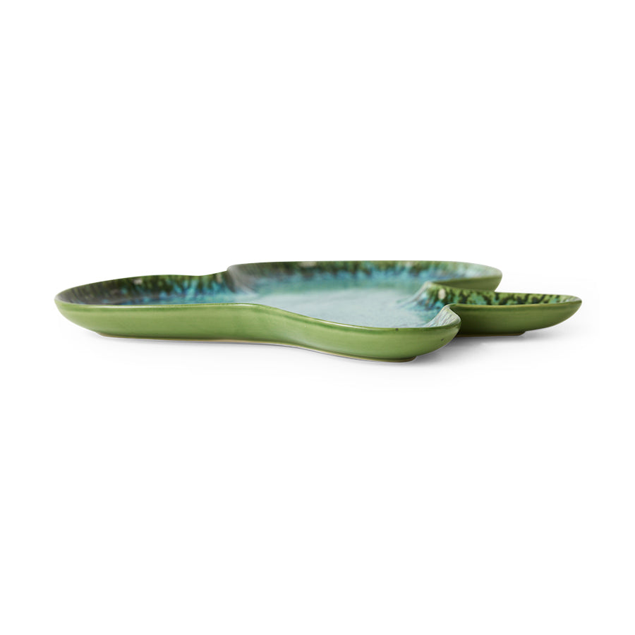 HKLiving Shell Bord Teal, zijaanzicht van de lage rand