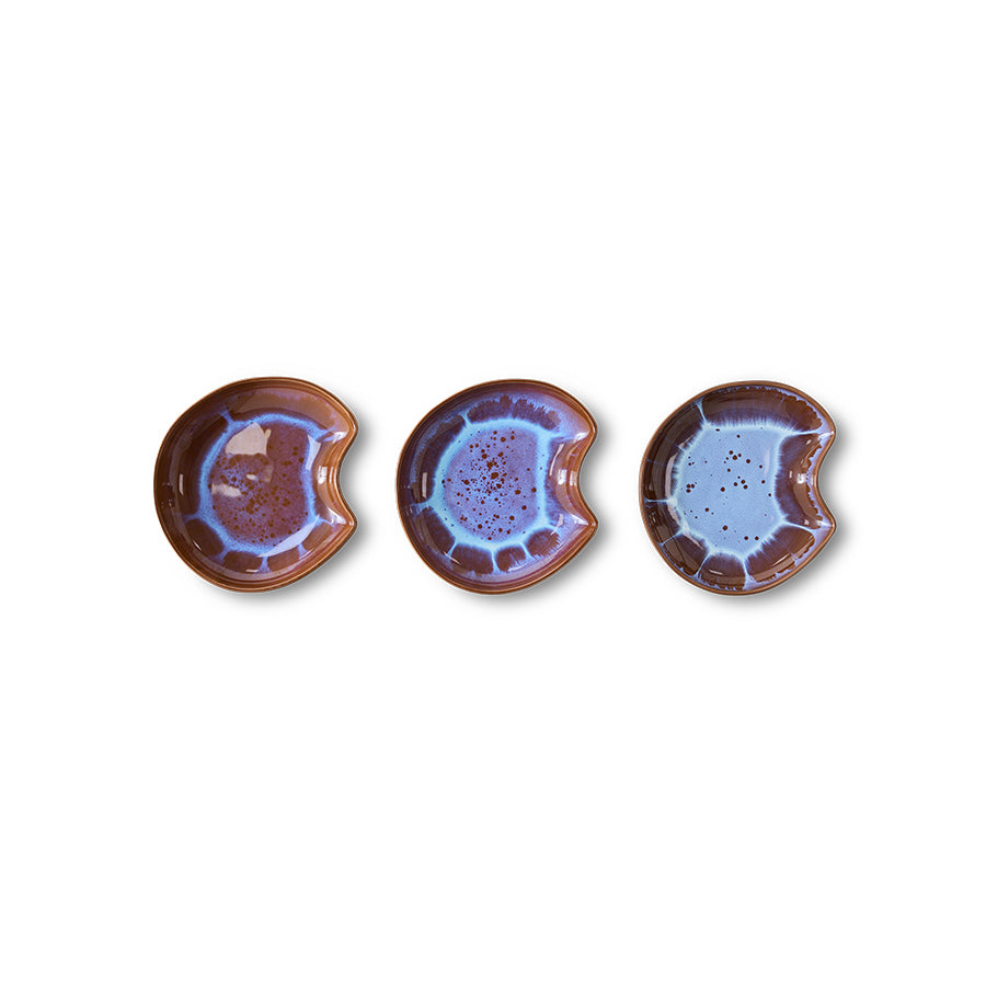 HKLiving Shell Bord Sienna in drie kleinere formaten naast elkaar