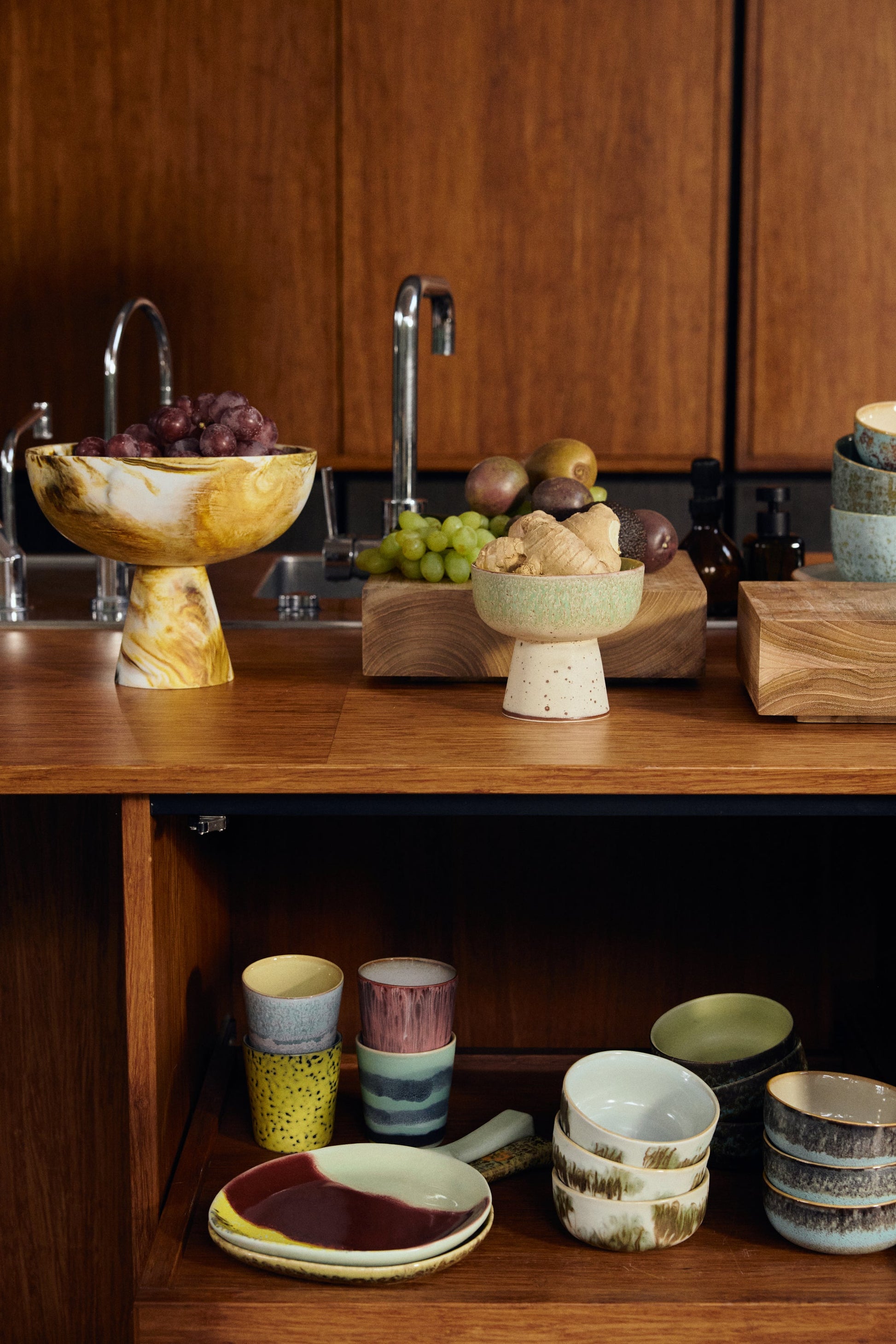 HKLiving 70's Taartplateau - Marbled Ochre