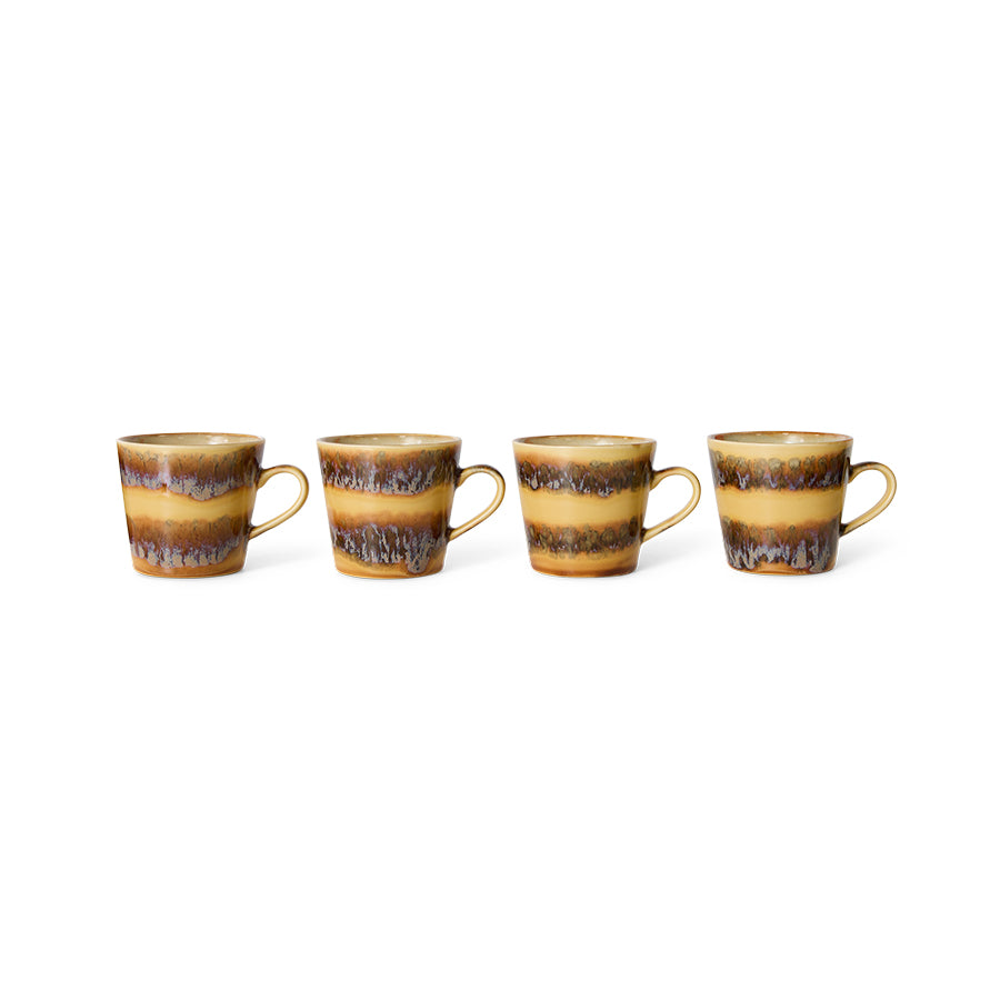 HKLiving 70's Cappuccinomok Cliffs, 4 mokken op een rij