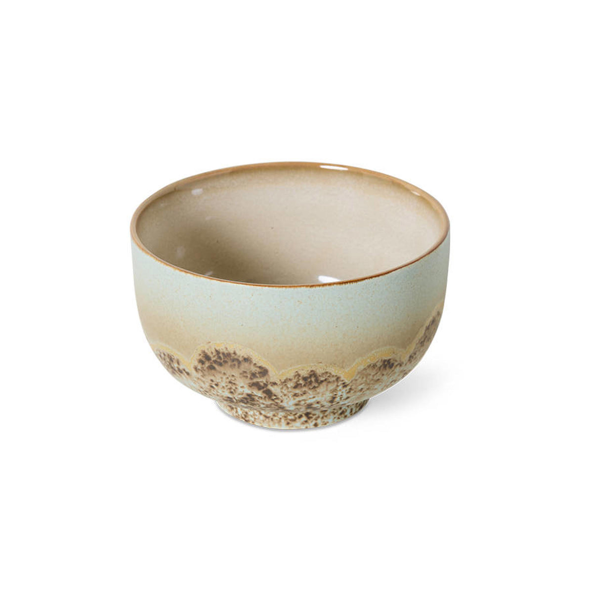 HKLiving 70's Noodle Bowl Shell, hele kom met bruin gespikkelde onderrand