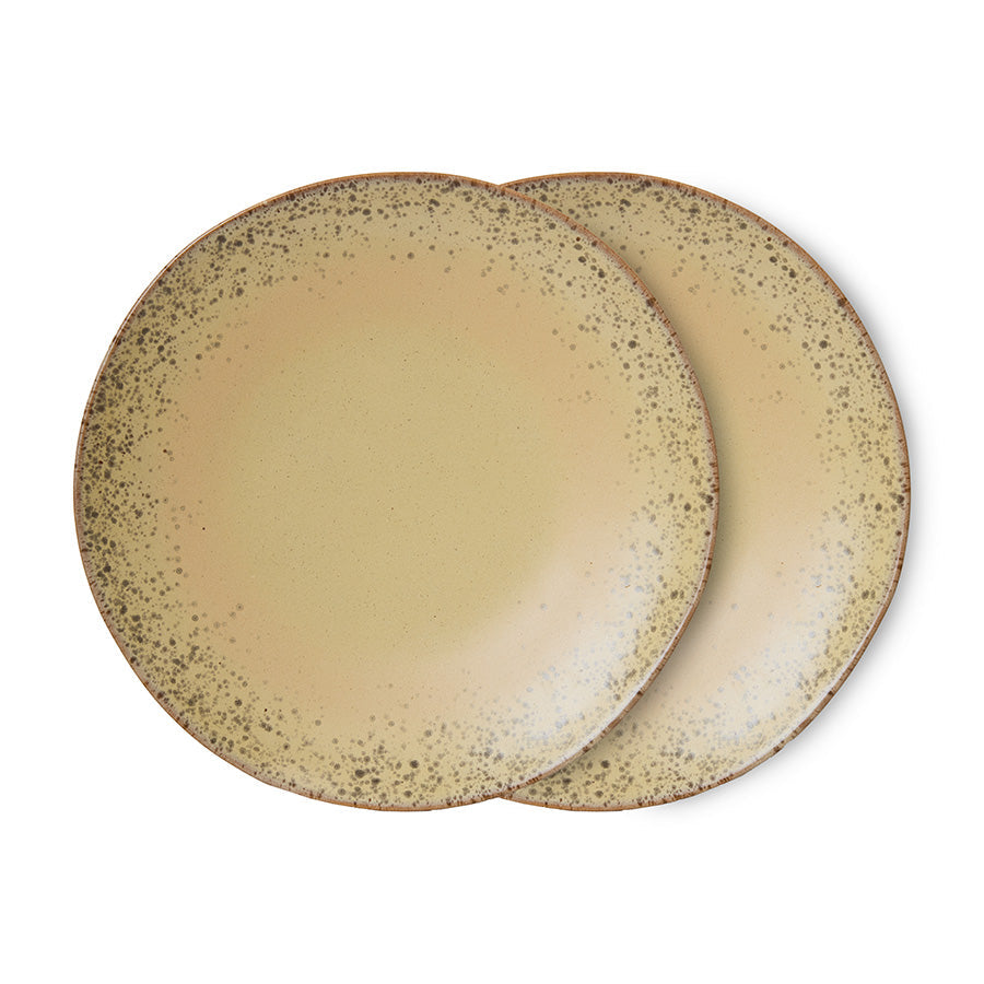 HKLiving 70's Dinerbord - Grit op witte achtergrond
