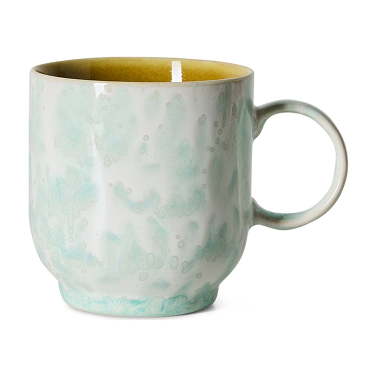 HKLiving 70's Koffiemok met Oor - Lotus op witte achtergrond