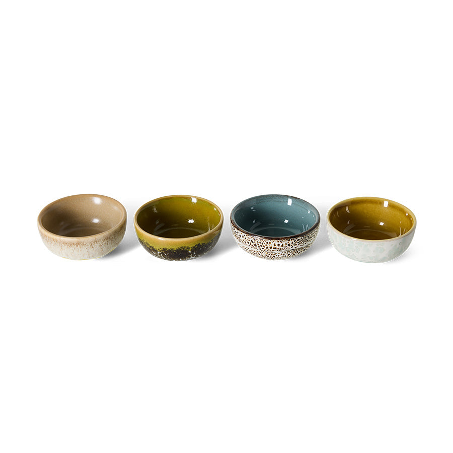 HKLiving 70's Schaaltje XS Caramelized Custard, naast de andere kleuren uit de set