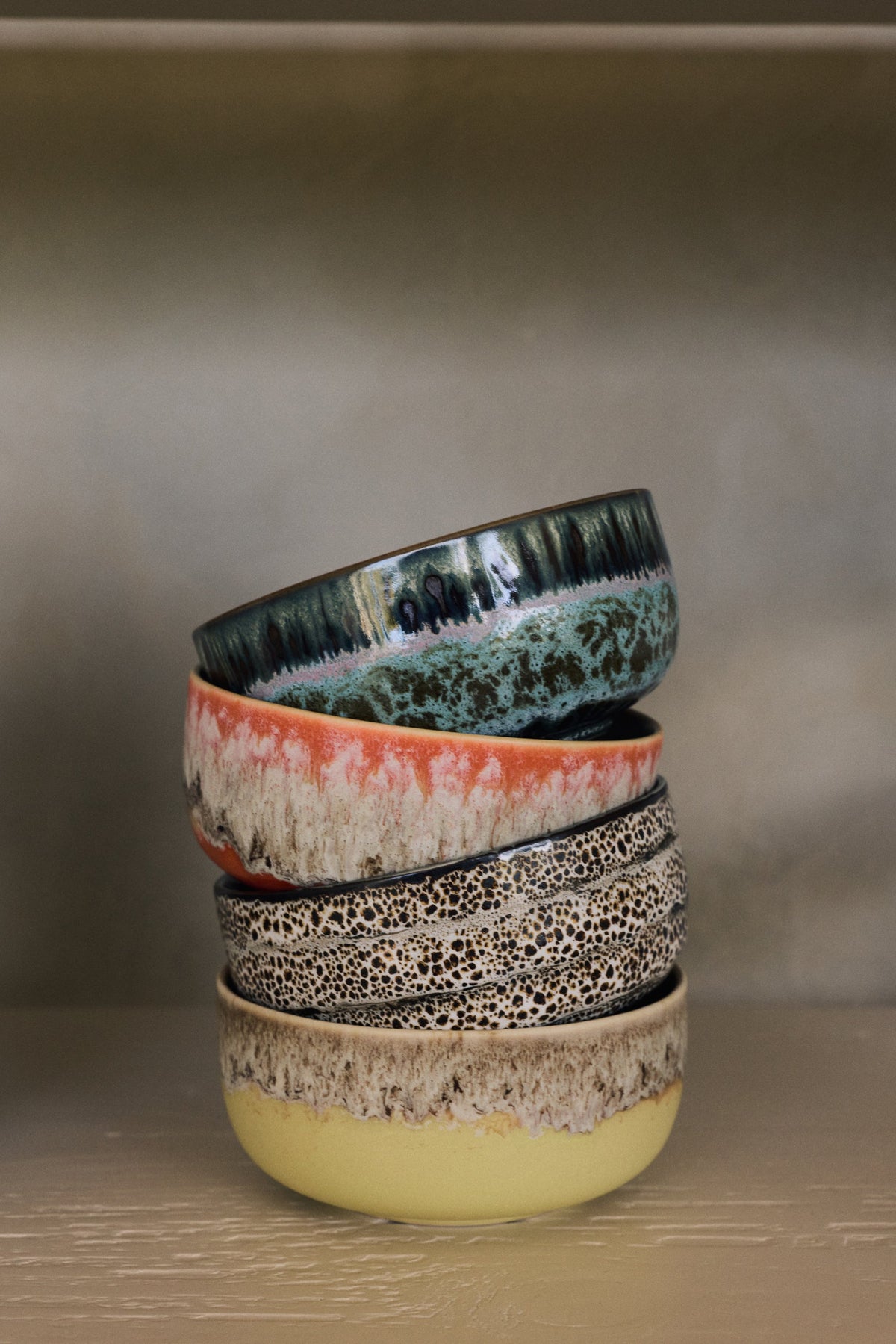 HKLiving 70's Dessert Bowl Grand Fierce, 2 kommen gestapeld