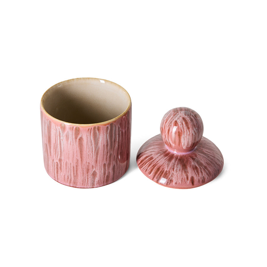 HKLiving 70's Voorraadpotje S Rhubarb met het deksel ernaast