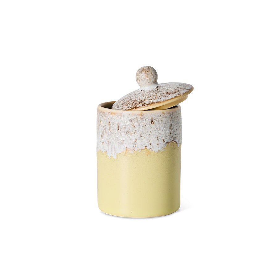 HKLiving 70's Voorraadpotje Custard met het deksel erop