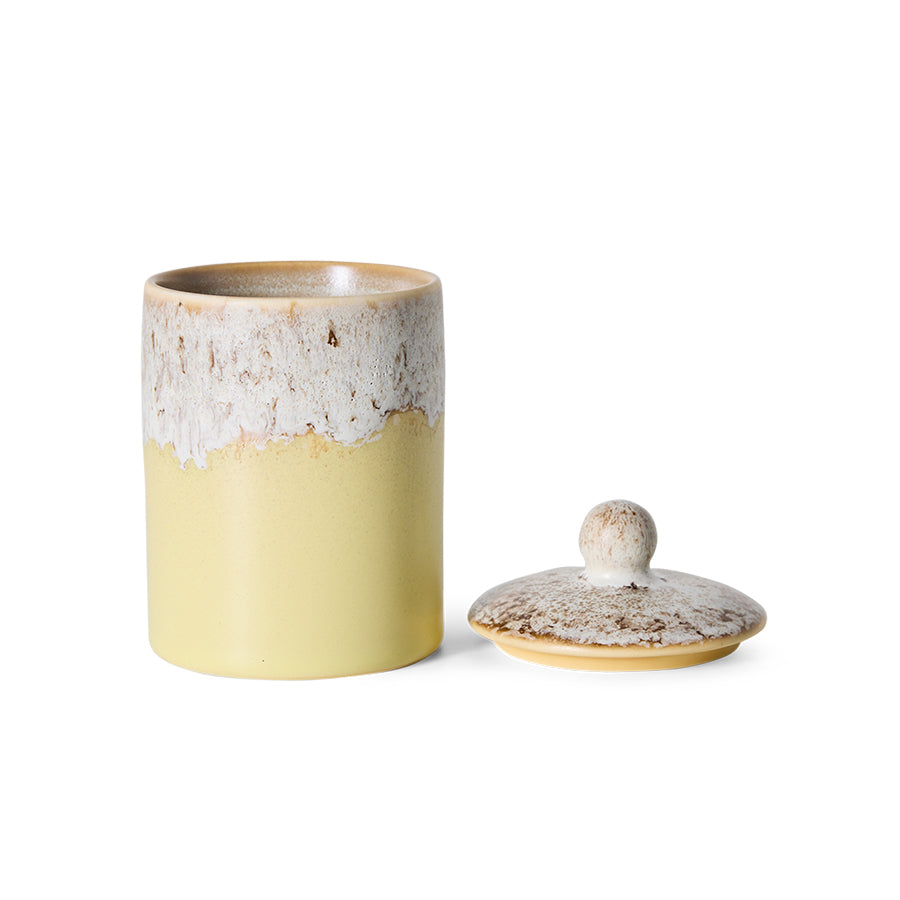 HKLiving 70's Voorraadpotje Custard met het deksel ernaast