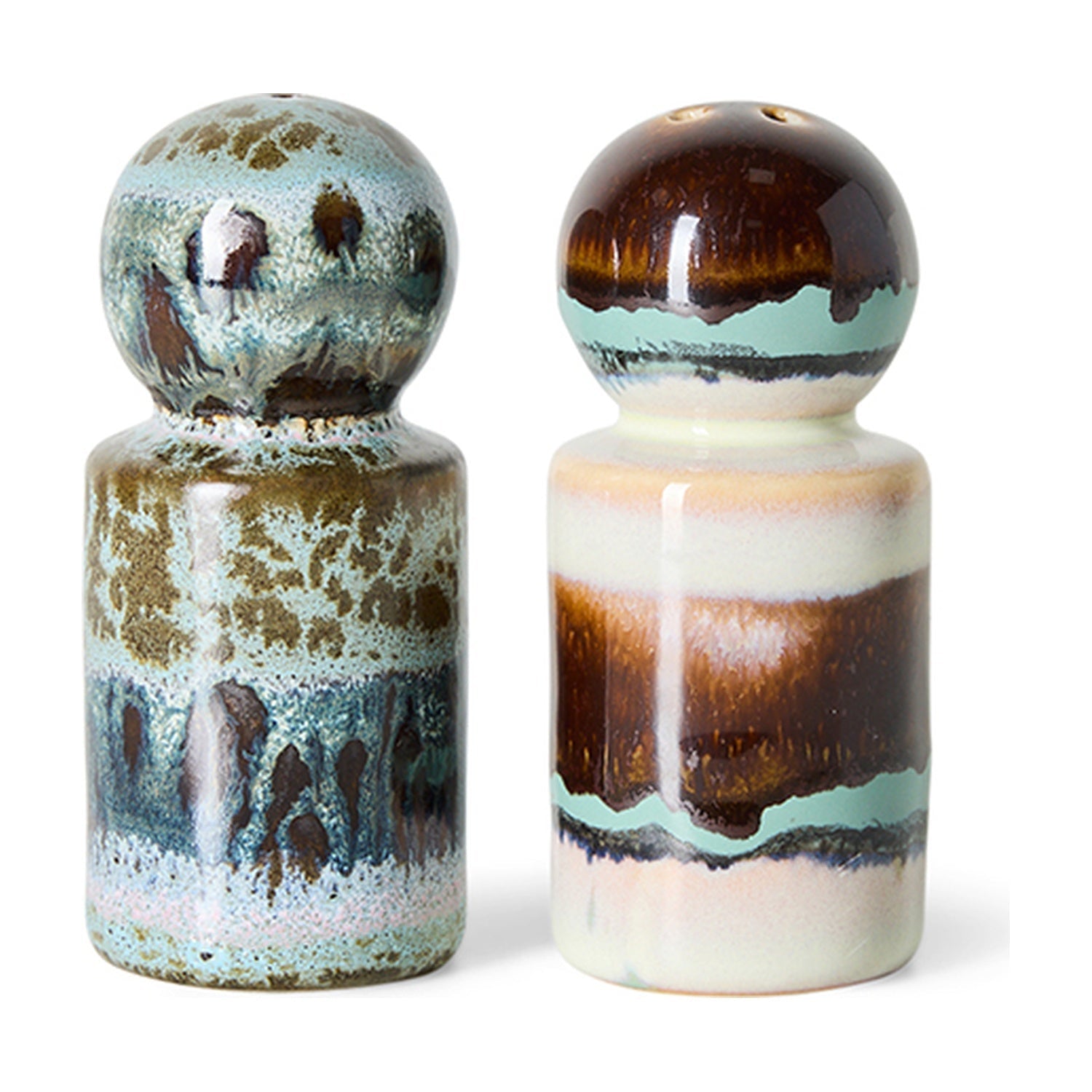 HKLiving 70's Peper- en Zoutstel - Swirl op witte achtergrond