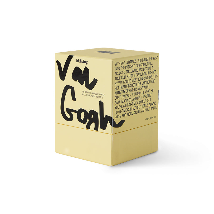 HKLiving 70's Van Gogh Koffiemokken set van 2 - Sunflower