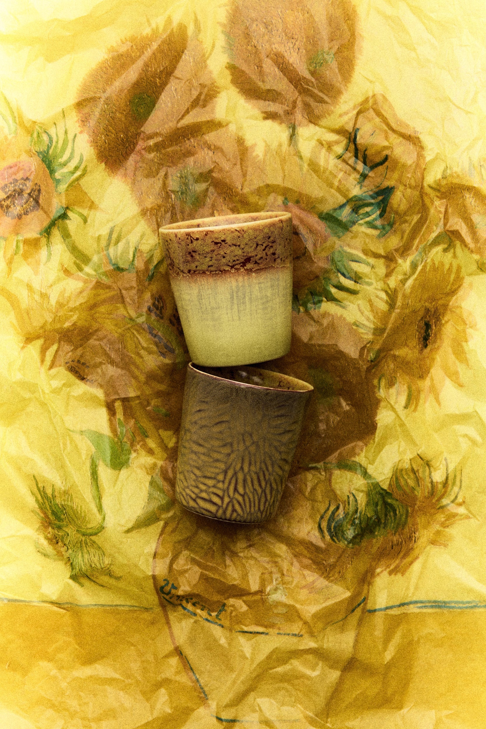 HKLiving 70's Van Gogh Koffiemokken set van 2 - Sunflower