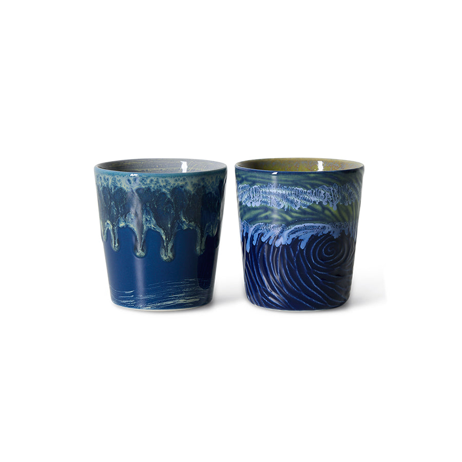 HKLiving 70's Van Gogh Koffiemokken Set van 2 - Starry Night op witte achtergrond