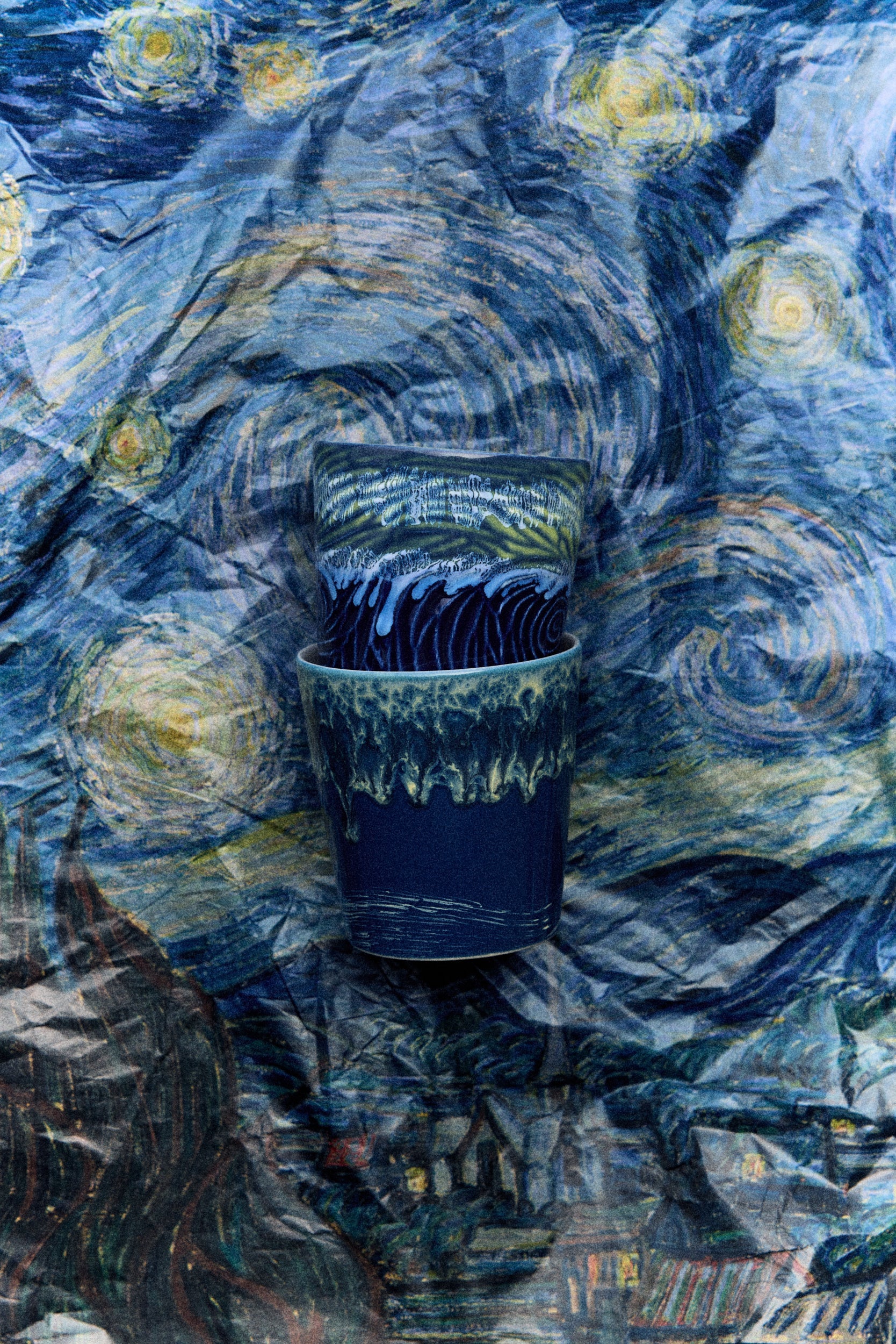 HKLiving 70's Van Gogh Koffiemokken Set van 2 - Starry Night