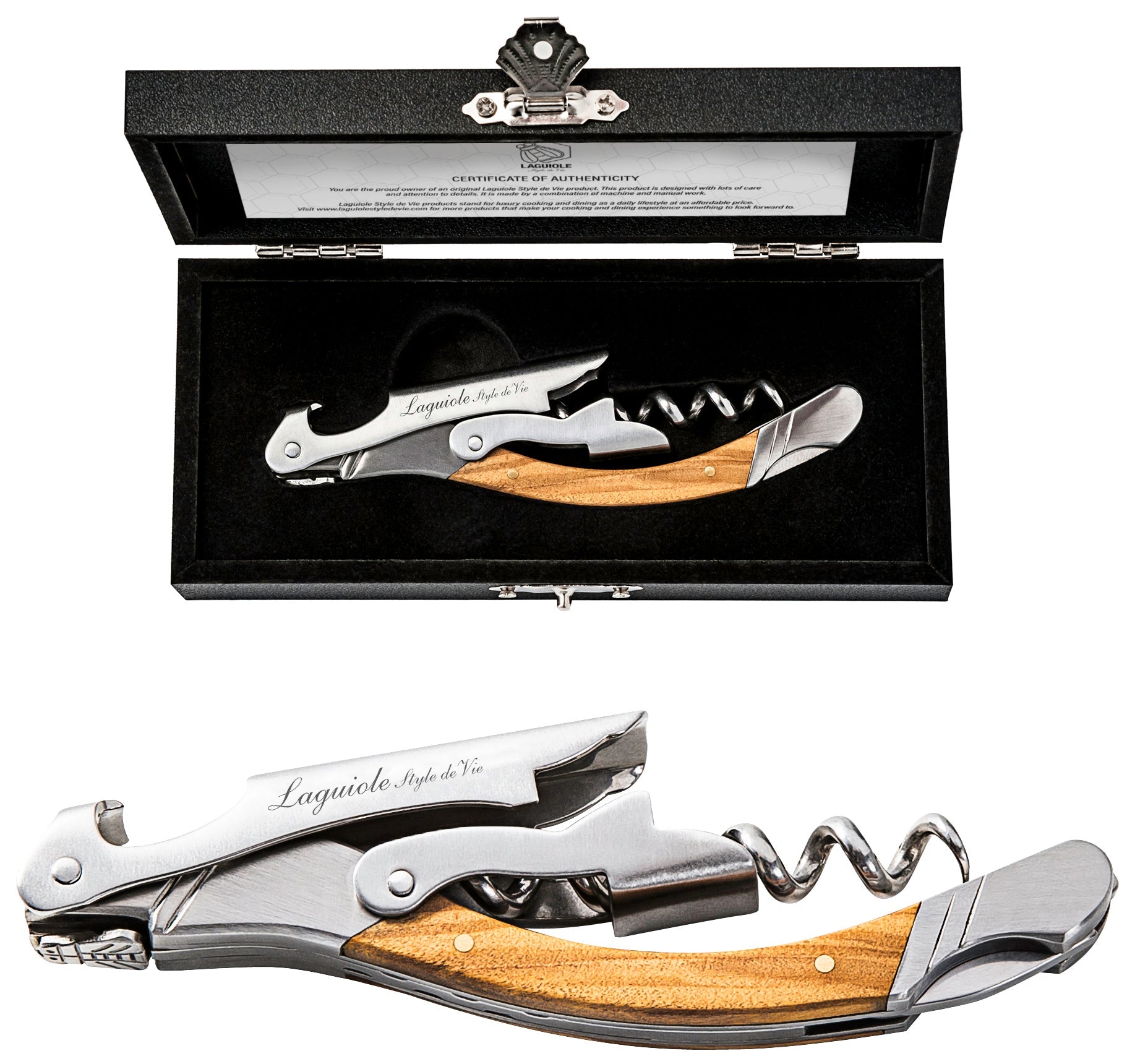Laguiole Style de Vie Luxury Line Kurkentrekker - Olijfhout