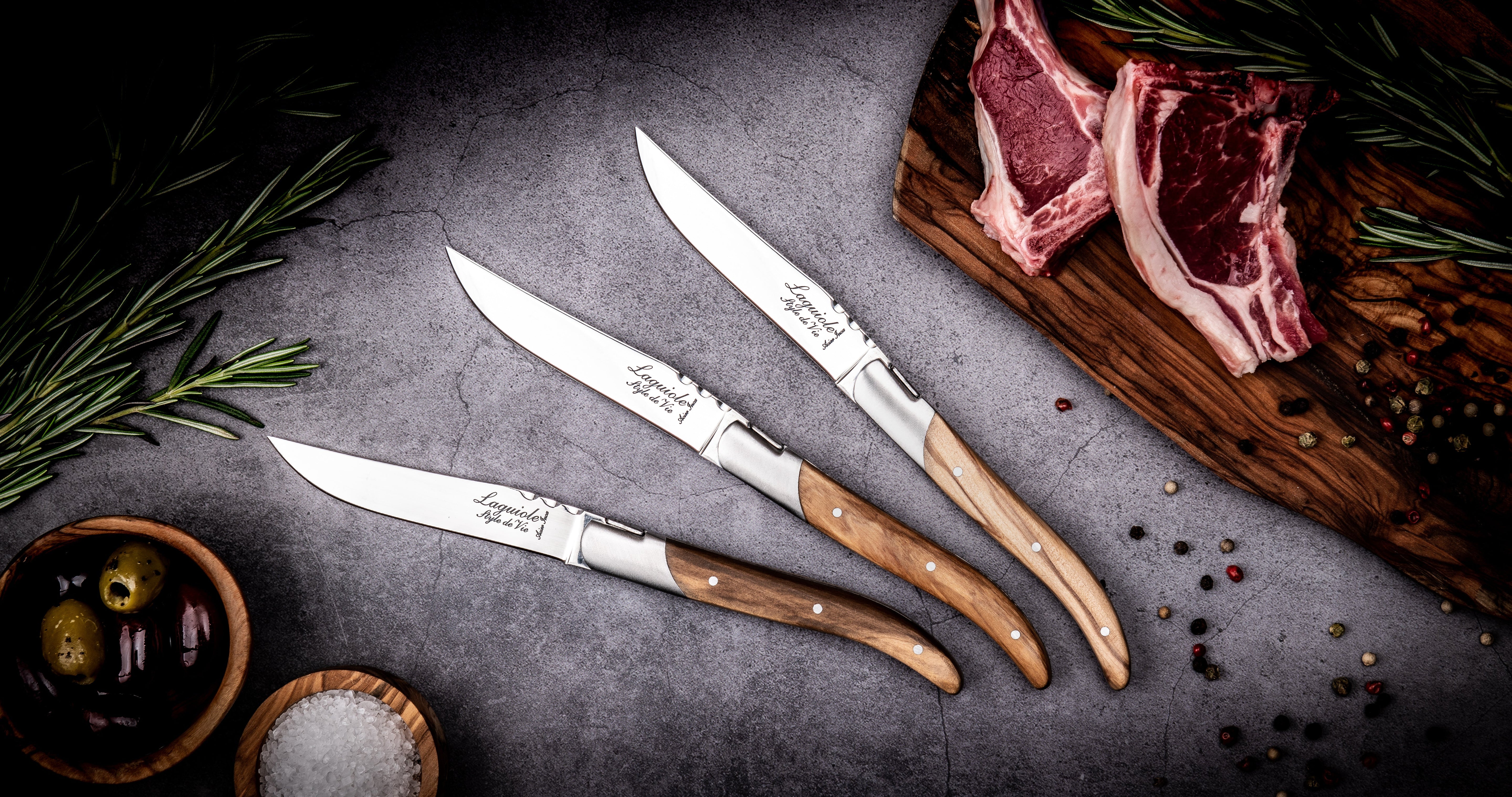 Laguiole Style de Vie Luxury Line Steakmessen 6-delig - Olijfhout