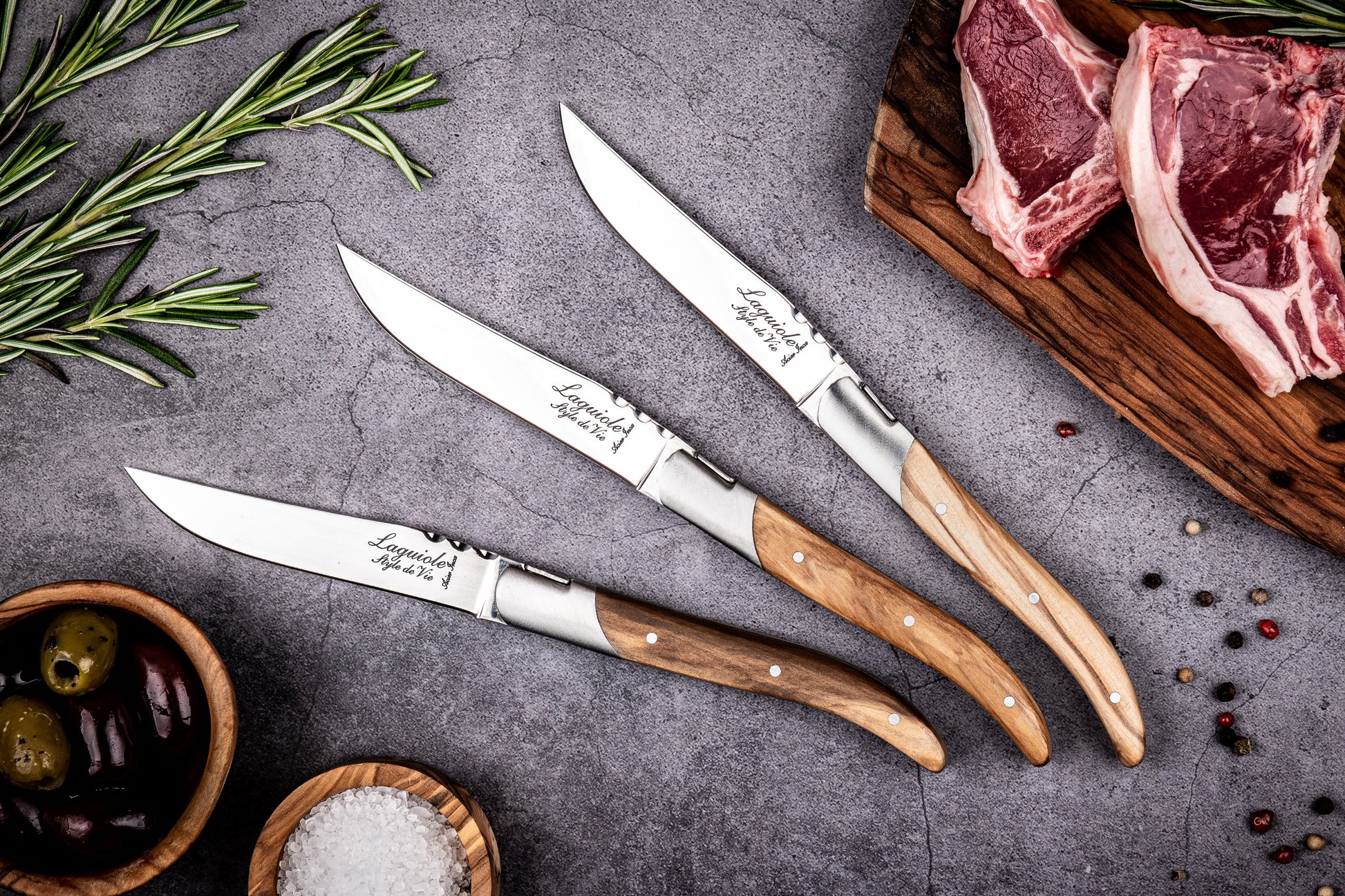 Laguiole Style de Vie Luxury Line Steakmessen 6-delig - Olijfhout