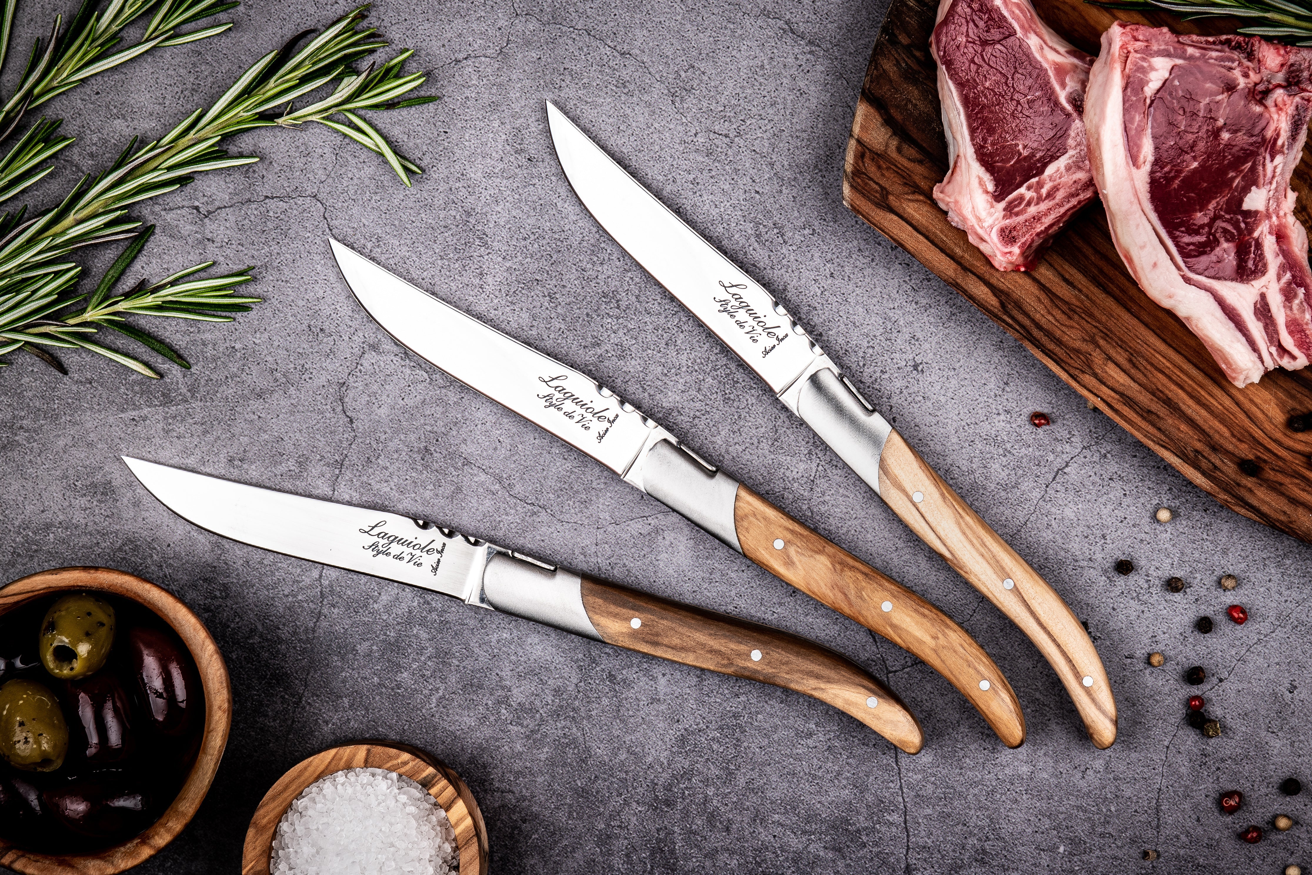 Laguiole Style de Vie Luxury Line Steakmessen 6-delig - Olijfhout