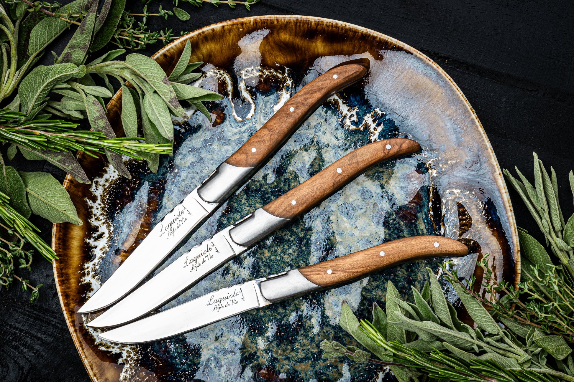 Laguiole Style de Vie Luxury Line Steakmessen 6-delig - Olijfhout