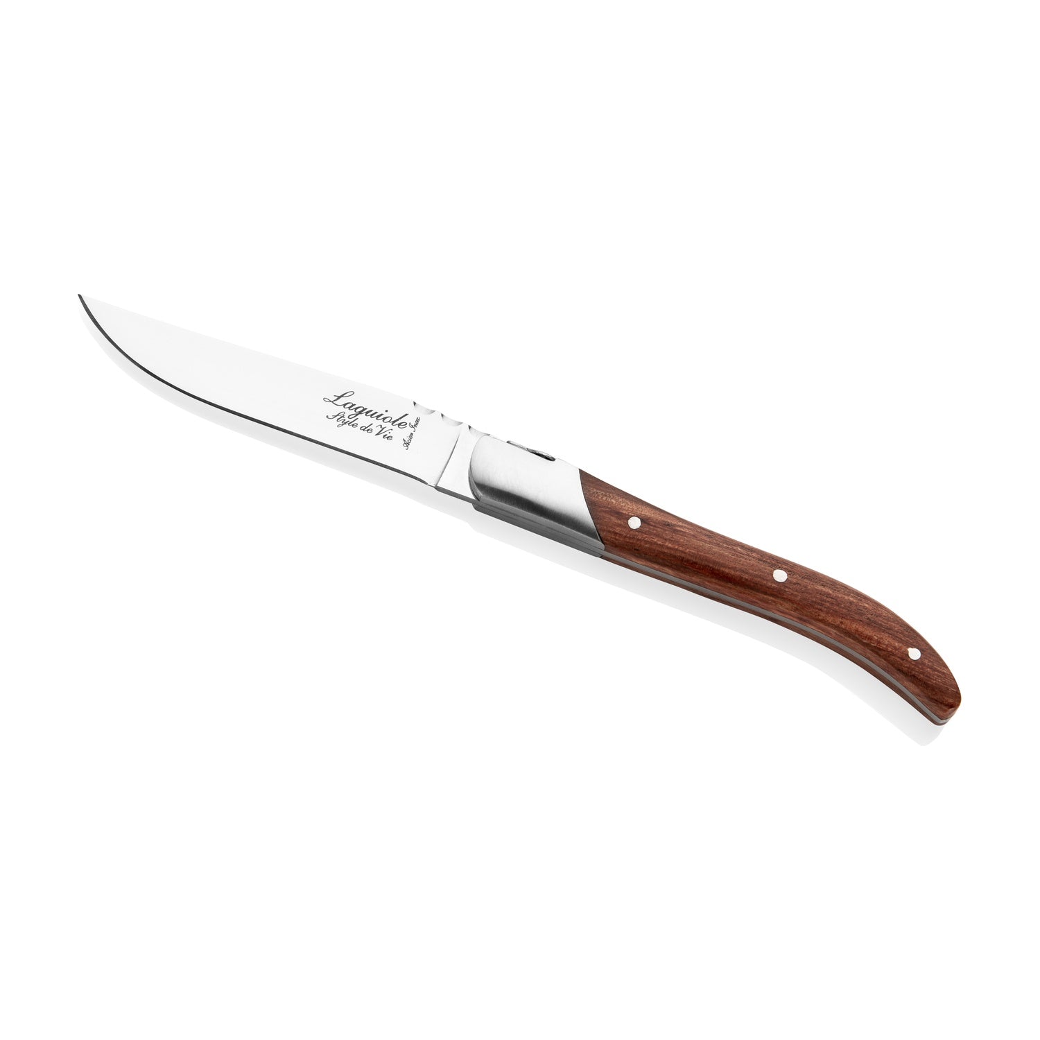 Laguiole Style de Vie Luxury Line Steakmessen 6-delig - Rozenhout op witte achtergrond