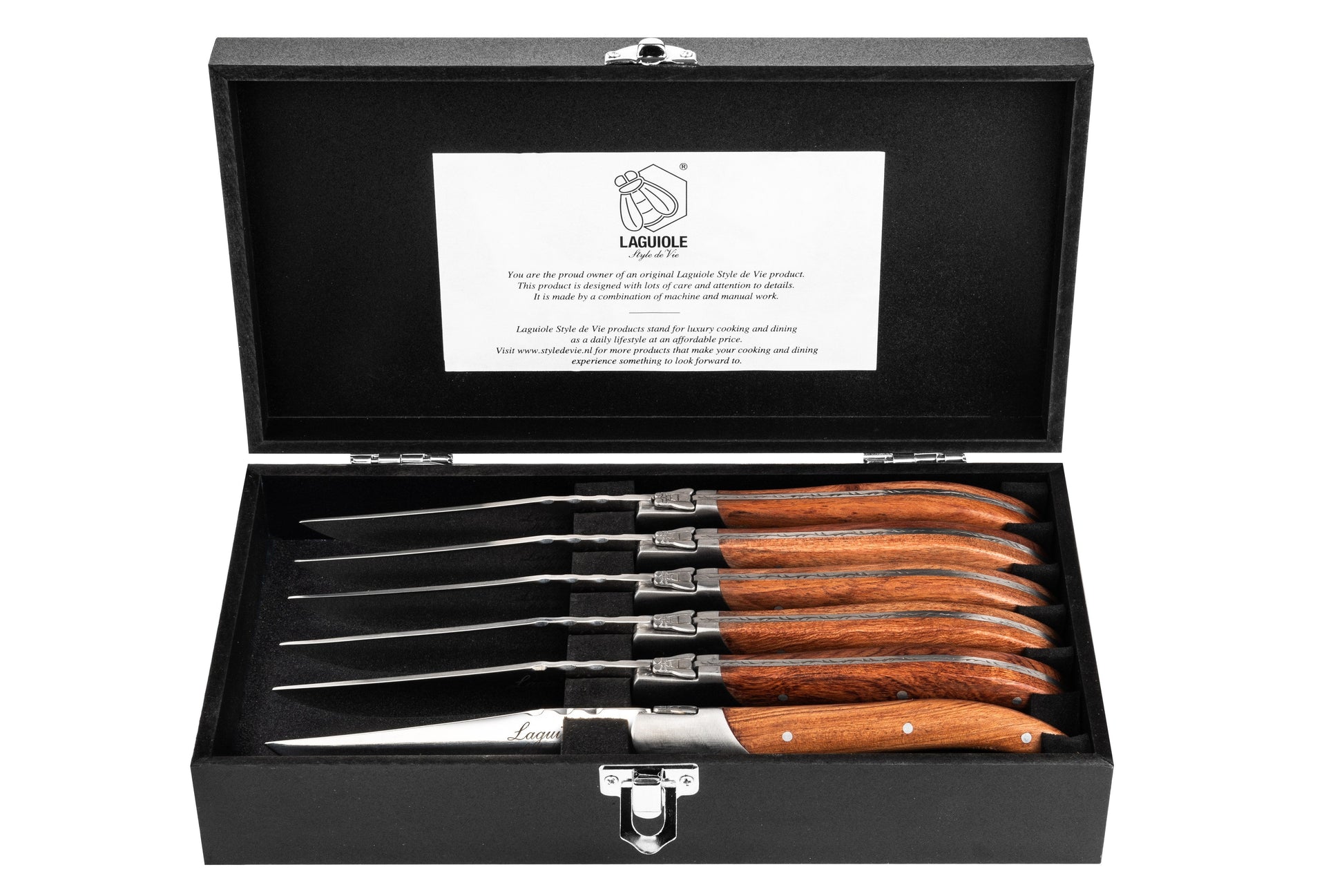 Laguiole Style de Vie Luxury Line Steakmessen 6-delig - Rozenhout
