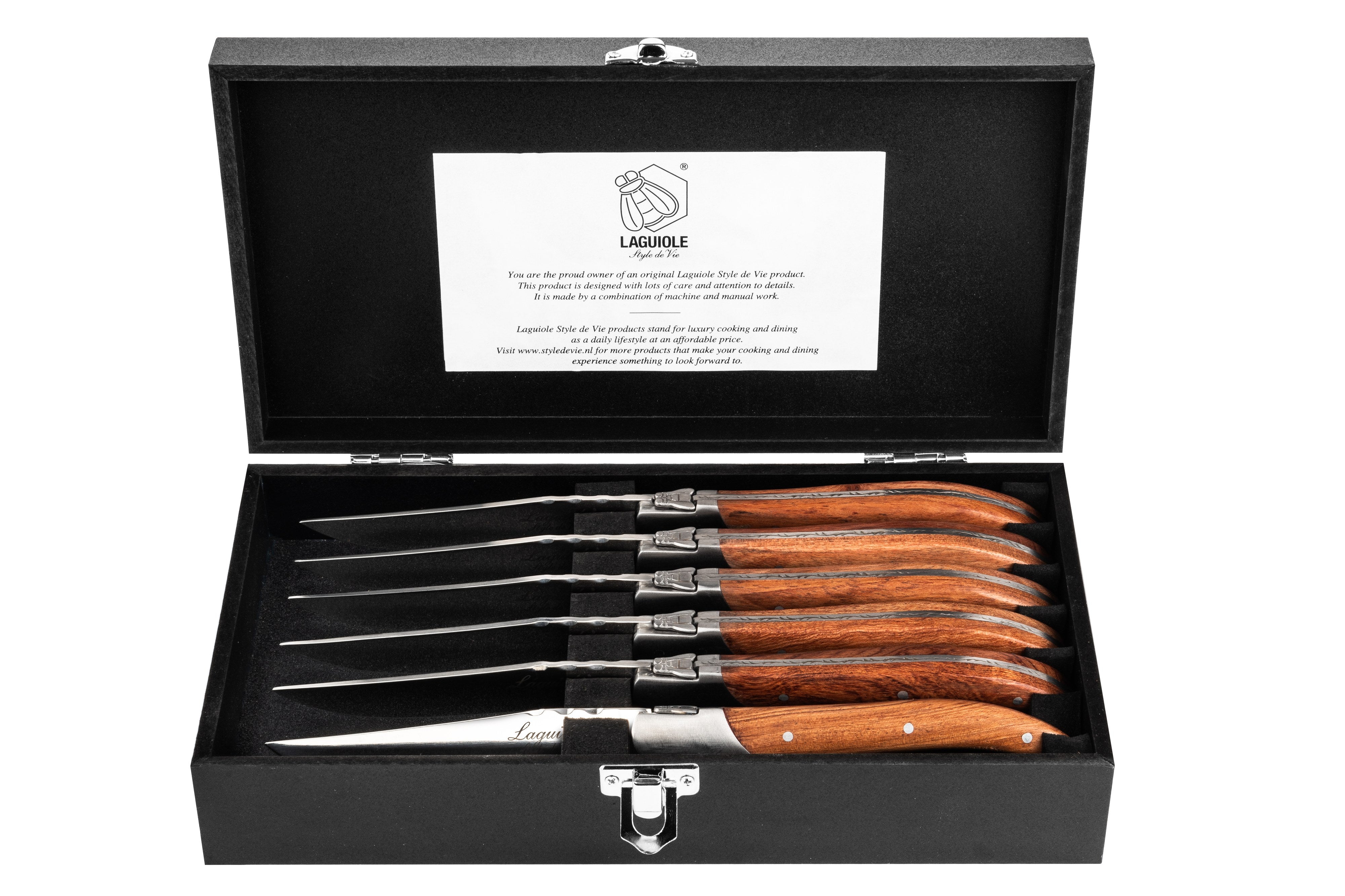 Laguiole Style de Vie Luxury Line Steakmessen 6-delig - Rozenhout