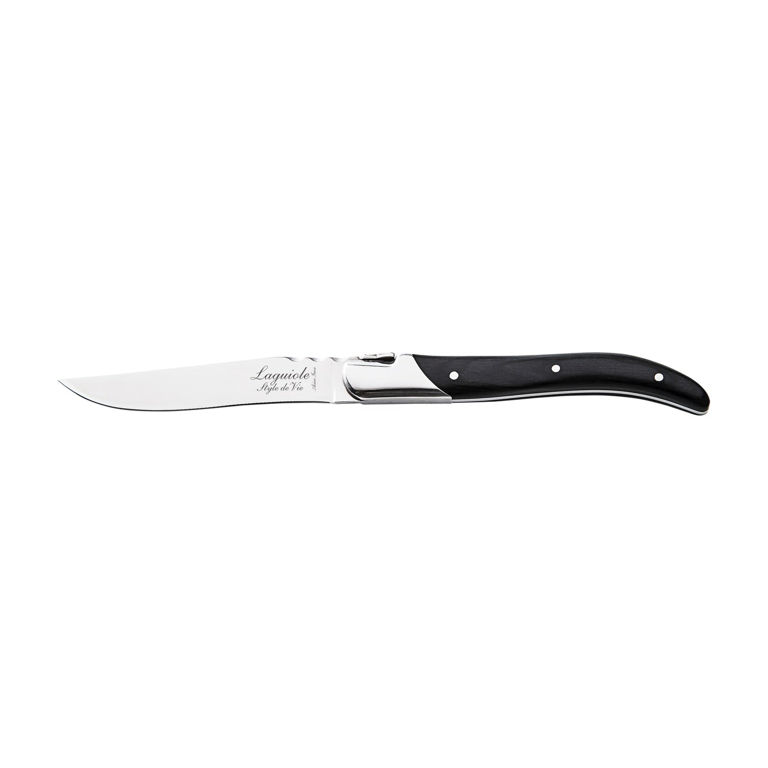 Laguiole Style de Vie Luxury Line Steakmessen 6-delig - Zwart Ebbenhout op witte achtergrond
